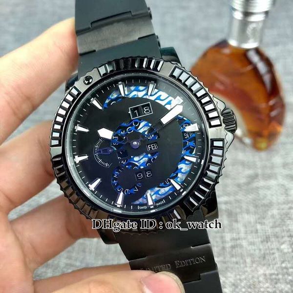 

новый морской вечный 333-92b2-3c / 923 мужские автоматические часы 45 мм черный циферблат резиновый ремешок многофункциональный pvd черный с, Slivery;brown