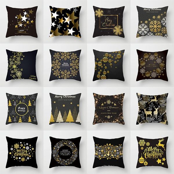 

new christmas pillow covers 40 style christmas gift bronzing digital printing pillow case office car waist cushion cover can be customized