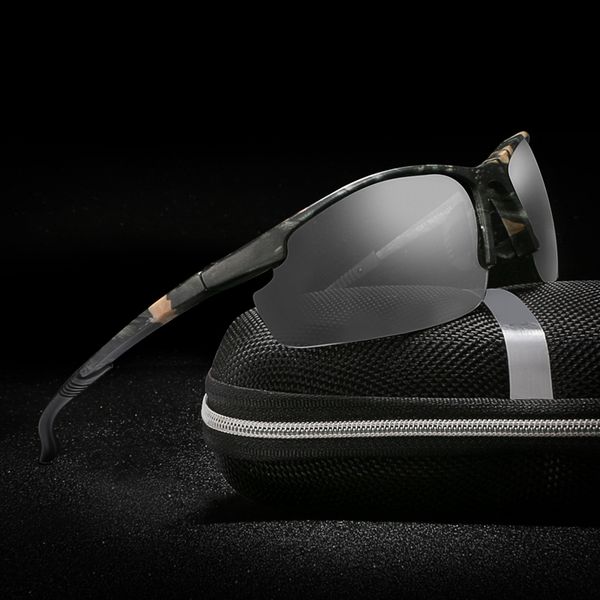 

driving pchromic sunglasses cahalf rimless polarized chameleon discoloration sun glasses for women men with gift case, White;black