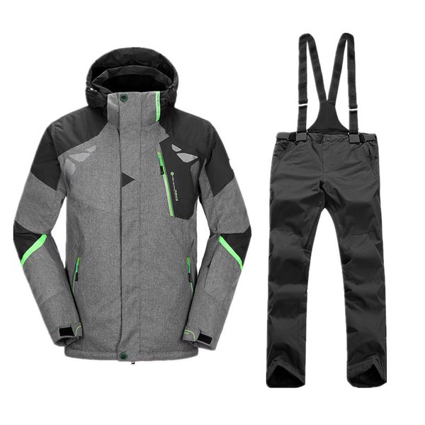 

high experience snow jacket men ski suits male mountain skiing set for men waterproof breathable plus size xxxl thermal coat