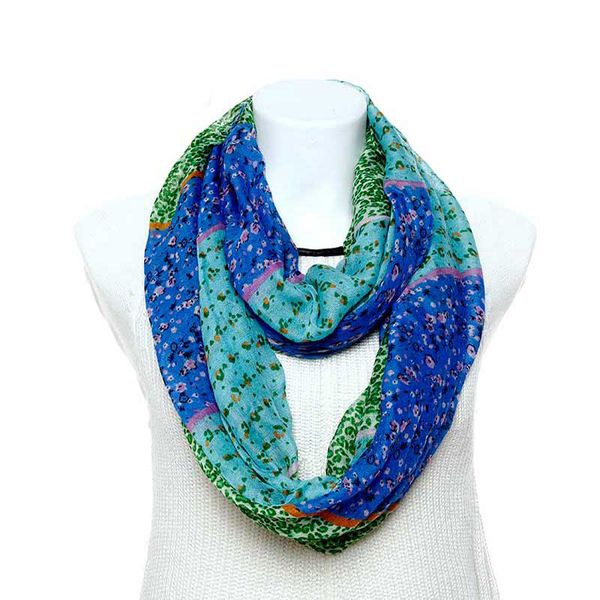 

woman ring scarves fashion style floral scarfs print tube scarf viscose loop scarves for female girl flower pattern v8a9228, Blue;gray