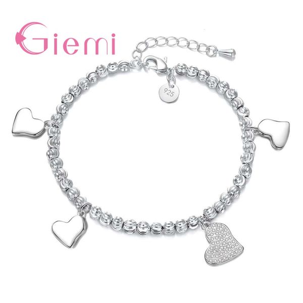 

giemi bracelets for women female exquisite 925 sterling sier heart design pendant jewelry present wholesale, Golden;silver