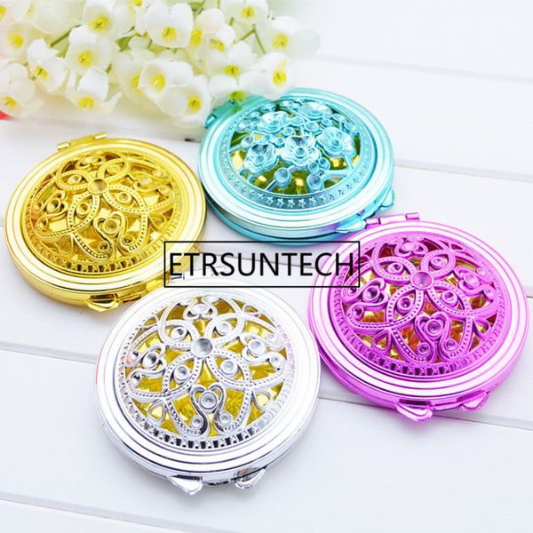 

vintage hand mirrors pocket mirror mini compact mirrors girl double-side folded hollow out makeup mirror f1268