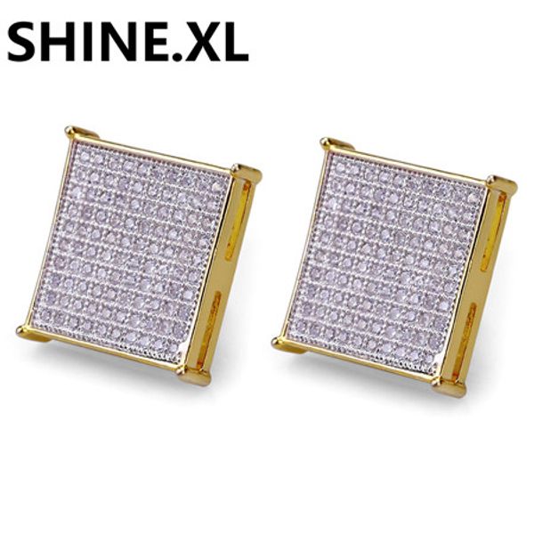 

16MM Hip Hop Micro Pave Cubic Zircon Большая квадратная стальная серьга с винтами для свадьбы