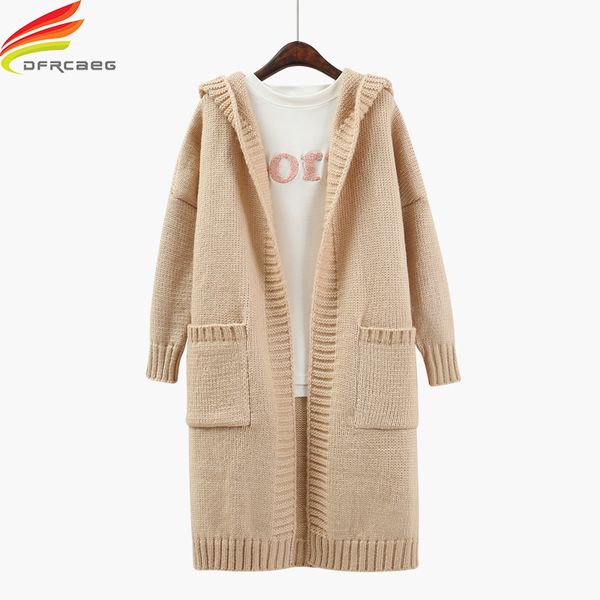 

hooded women cardigan casual winter coat women knitted long sleeve 4 colors sweater clothes cardigans coat, White;black
