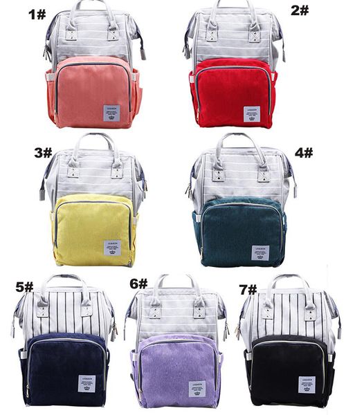 

new stripe multifunctional diaper backpack multi-color baby mommy changing bag mummy backpack nappy mother maternity backpacks oxford cloth, White