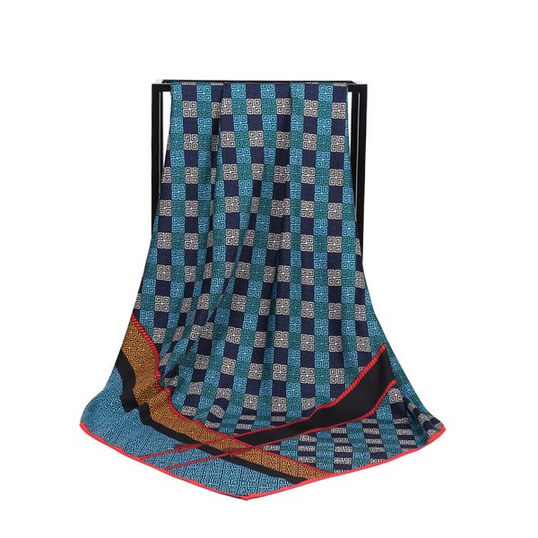 

new arrival fashion men's soft satin brand scarf / printed quare silk scarves 100cm / gifts wholesale, Blue;gray