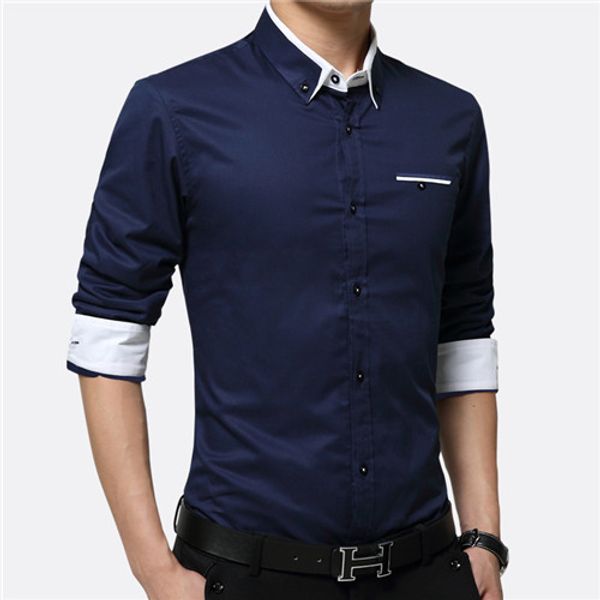 

2018 new brand 100% cotton men shirts business long sleeve man turn-down collar male shirt slim fit popular designs, White;black