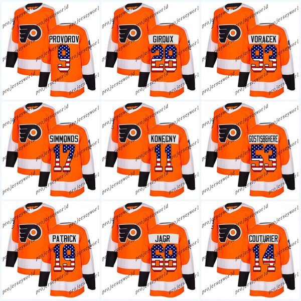 

Womens USA Flag Stitched Philadelphia Flyers 28 Claude Giroux Ivan Provorov Travis Konecny Wayne Simmonds Gostisbehere Jakub Voracek Jersey