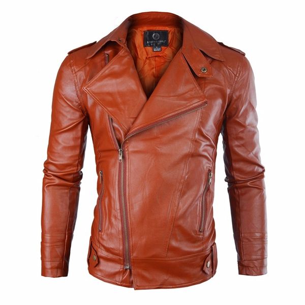 

men's slim leather jacket solid gentleman skewers leather jacket for men male motercycle leather jacket coat outerwear, Black;brown