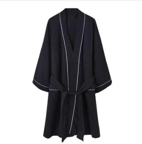 

man sleepwear cotton pajamas robes cardigan lingerie pajamas tie straps nightgown large size bathrobe gray black san0, Black;brown