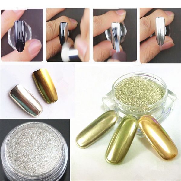 

1g/box gold sliver powder shinning mirror eye shadow makeup powder dust nail glitter nail art diy chrome pigment glitters, Silver;gold