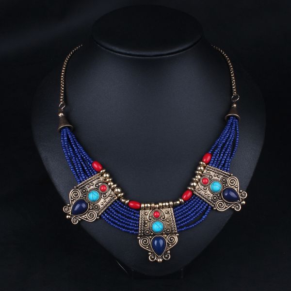 

new arrival acrylic zinc alloy 2018 small resin beads vintage ancient egyptian necklace nk231, Silver