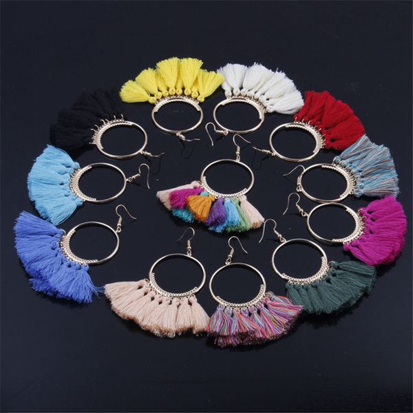 

17 colors mix cotton tassel earrings for women statement fringing earrings jewelry girls dangle drop earring sd, Silver