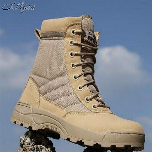 Mhysa 2018 Uomo Desert Stivali militari tattici Uomo Scarpe da lavoro Safty SWAT Army Boot Zapatos Stivali da combattimento stringati alla caviglia S831