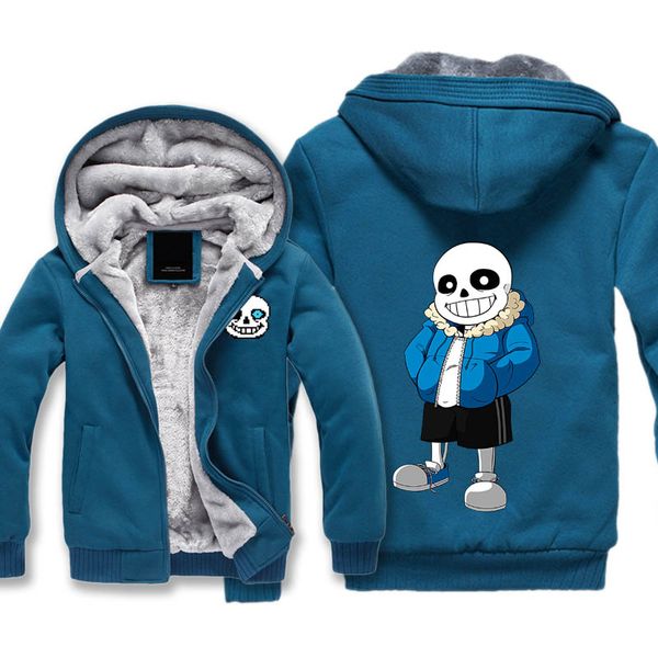 

undertale costumes thickness hoodies velvet baseball sweatshirts sans men winter jacket hat coat m-5xl big size, Black