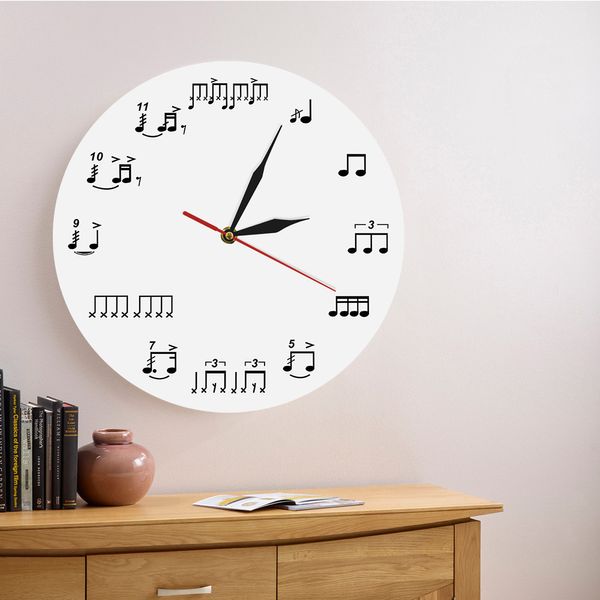 

1piece music notes modern wall clock music lover drum notes rudiments contemporary clock unique gift idea for lover