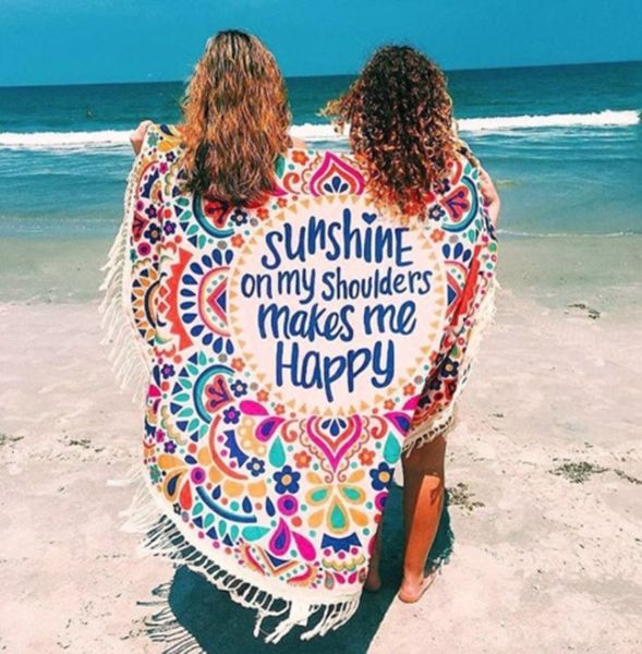 

summer beach round mat bohemian tapestry mat hippie picnic thin cover yoga throw mat chiffon polyester towel