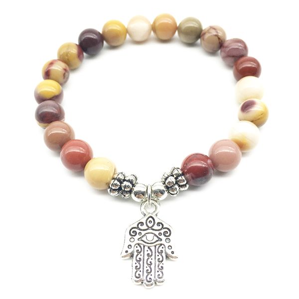 

sn1322 мода браслет для женщин высокое качество хамса шарм mookaite камень ювелирные изделия ручной работы свадебный браслет лучший подарок, Black