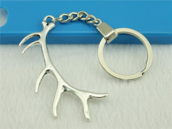 

6 pieces key chain women key rings for car keychains with charms antlers 67x34mm, Slivery;golden