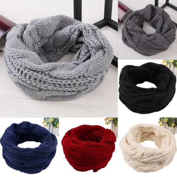 

2019 women men thermal scarf poncho winter warm 2 circle cable knit cowl neck long scarves shawl new ring wraps