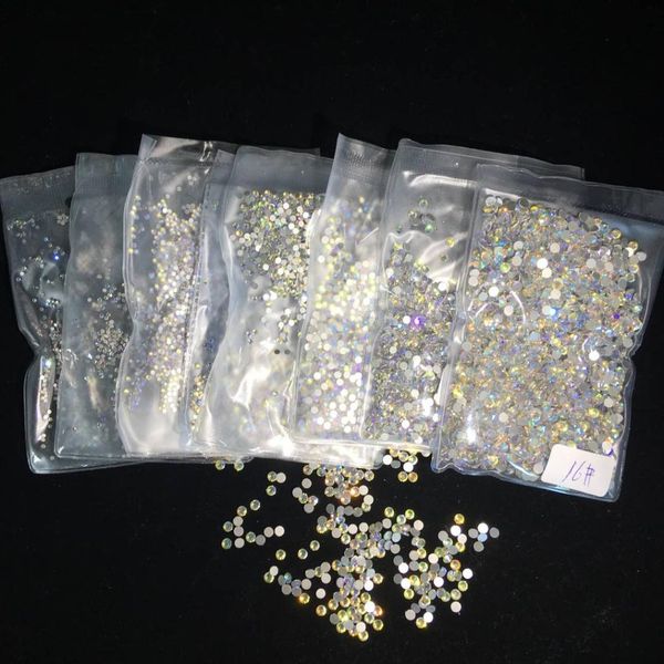 

1bag1440pc flatback glass nail rhinestones mixed sizes ss3-ss16 nail art decoration stones shiny gems manicure accessories tools, Silver;gold
