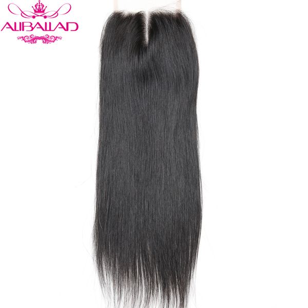 

aliballad brazilian straight middle part 4x4 lace closure 10- inch non-remy hair natural color 100% human hair ing, Black;brown