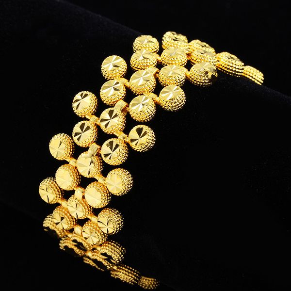 

statement womens bracelet yellow gold filled muslim islam mesh type engraved wristband bracelet, Black