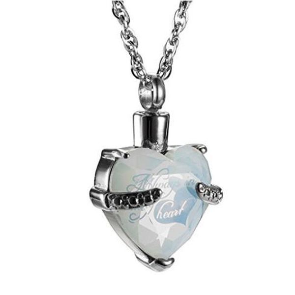 

wholesale custom gem heart - heart june birthstone funeral cremation ashes box necklace pendant fashion jewelry., Silver