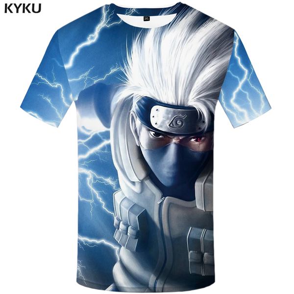 

kyku naruto t shirt men anime tshirt hip hop tee streetwear punk rock clothes blue 3d t-shirt casual cool mens clothing 2018 new, White;black
