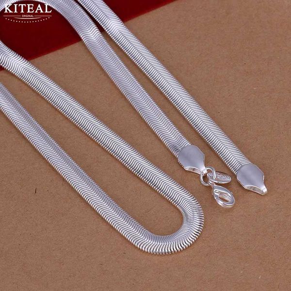 

wholesale fashion jewelry party accessories,6mm 16 18 20 22 24 inch flat soft snake bone chain silver plated necklace 925