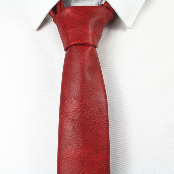 

gusleson new design luxury fashion mens tie leather neck tie slim skinny necktie for men suit for wedding party, Black;blue