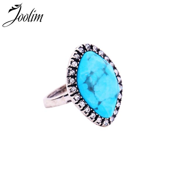 

joolim turkey blue stone cocktail finger ring statement ring, Golden;silver