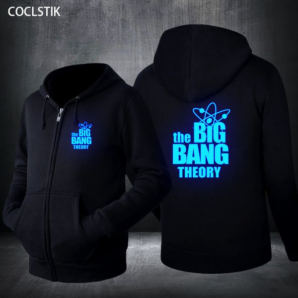 

spring/autumn mens the big bang theory hoodies zipper sweatshirt male black hoodies schrodingers' cat fluorescent jackets xs-4xl