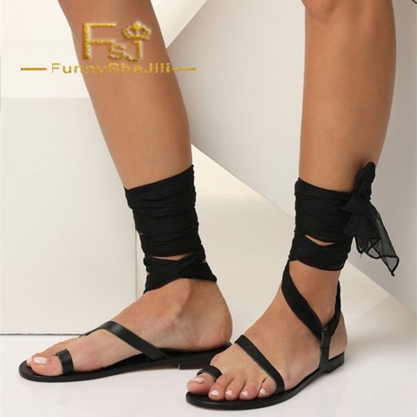 

black vintage strappy gladiator sandals with black scarves summer anniversary attractive generous incomparable noble elegant fsj