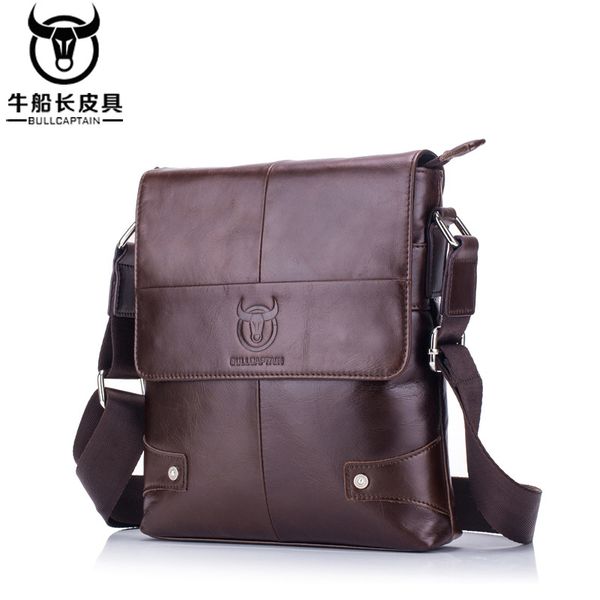 

bullcaptain 2018 men briefcase bag genuine leather man crossbody shoulder bag small business bags male messenger leather bags