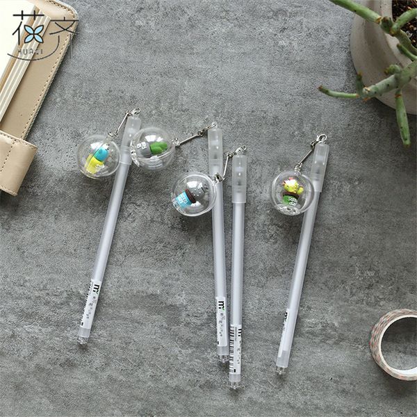 

huaqi 4 pcs creative cactus cute cat transparent ball pendant gel pen ink pen promotional gift stationery school & office supply
