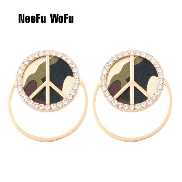 

neefu wofu camouflage leather earring round drop big earrings alloy large long woman brinco ear oorbellen christmas, Silver
