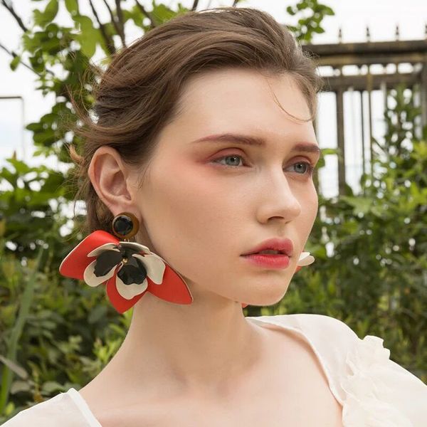 

dvacaman big flower drop dangle earrings women boho ethnic maxi statement earrings wedding jewelry gifts wholesale zz16, Silver
