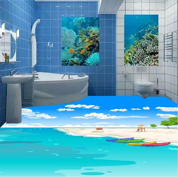 

paintings wallpaper hd sky seaside bathroom 3d floor painting 3d floor bathroom wallpaper