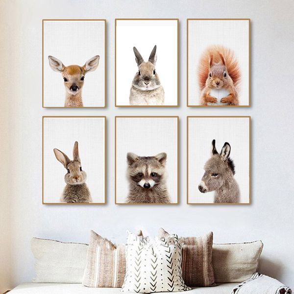 

squirrel print woodland nursery wall art decor forest animals baby animal large poster living room modern decoration