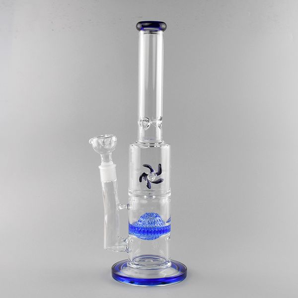 15-Zoll-Recycler-Glas-Shisha-Bong mit rotierendem Windrad, Wabe und „Sternfilter“ – 18-mm-Innengewinde