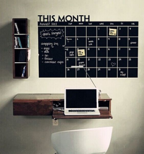 

month calendar wall sticker blackboard stickers removable erasable chalkboard sticker this month planner white black vinyl wall decal 60*92