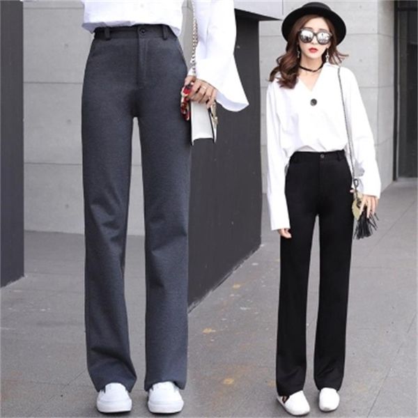 

2018 autumn and winter high waist wide leg pants female korean loose loose drag pants was thin straight wild casual, Black;white