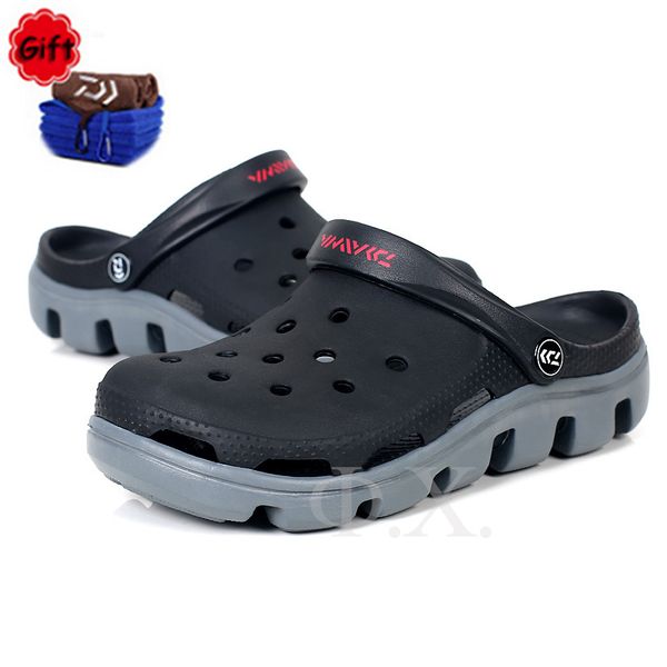 

new men's summer hole shoes breathable water beach shoe outdoor slippers cycling fishing hiking swimming light big shoes, Black