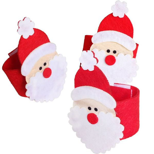 

10 pcs\lot handmade custom non-woven fabrics napkin buckle santa claus napkin rings for christmas l home table decoration