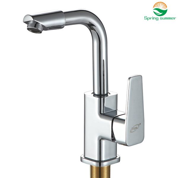 

360 rotation spout modern kitchen mixer tap brass polished single handle wash basin faucet for bathroom deck mounted dks1001