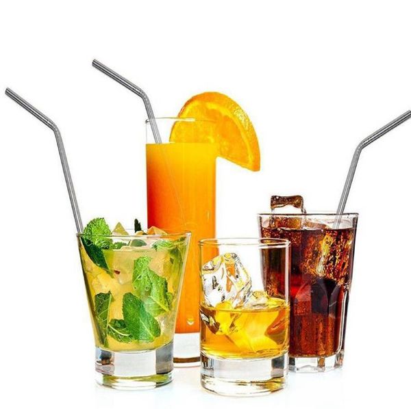 

200pcs stainless steel drinking straws 304 eco friendly collocation set reusable straight bent metal straw for bar party
