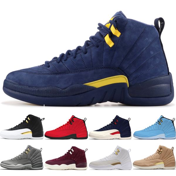 

12 12s men basketball shoes michigan bulls college navy unc nyc vachetta tan wheat dark grey bordeaux wings game mens sports sneakers