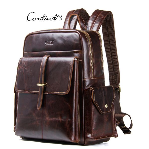 

new product genuine leather man both shoulders package crazy horse leather male package backpacks men s backpack lapbook bags promotion